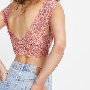 NWT Intimately Free People FP Bralette rose pink lace S small lace - crop top